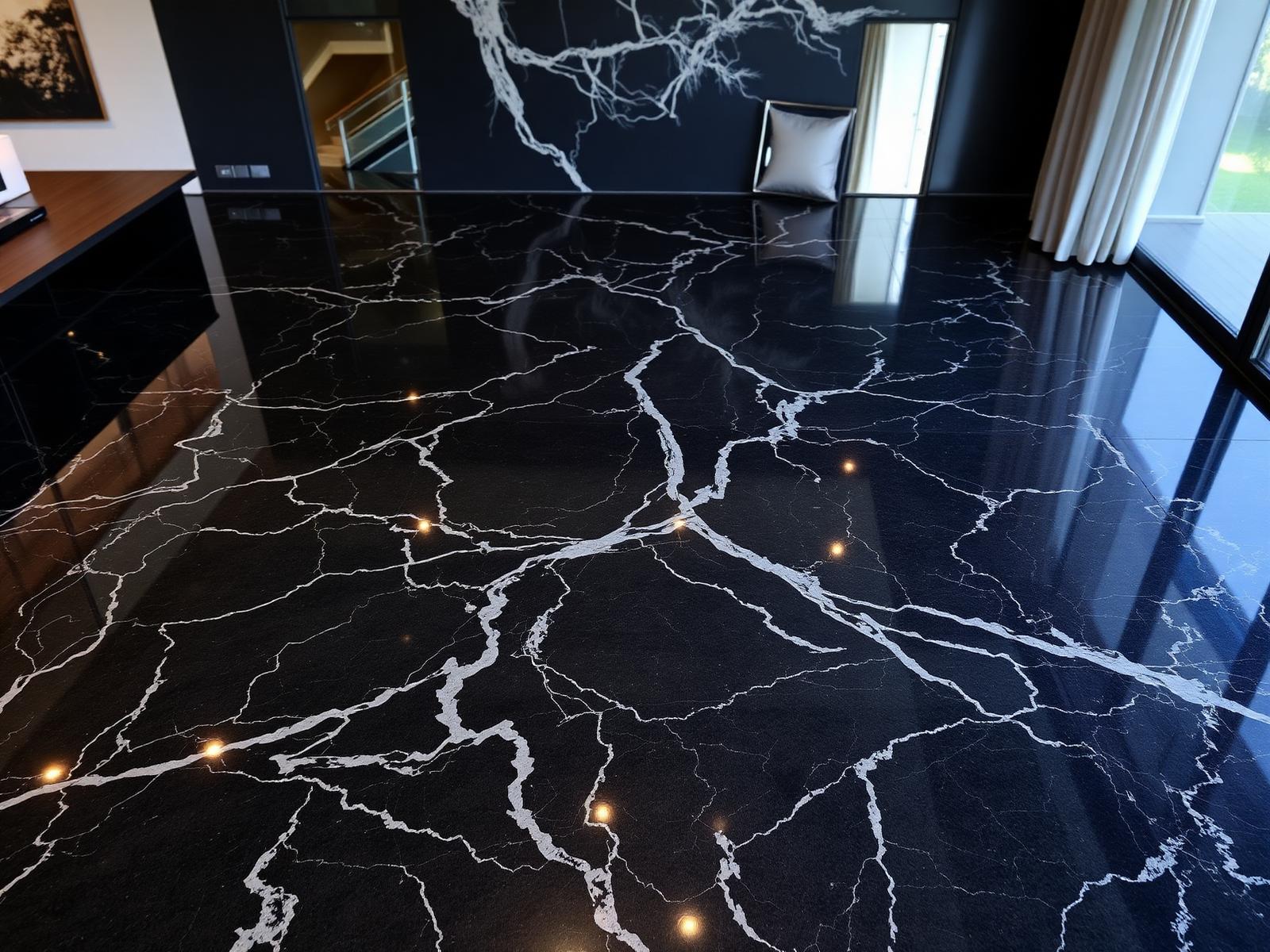 Sol Design — ambiance Onyx, Noir profond · veines argent